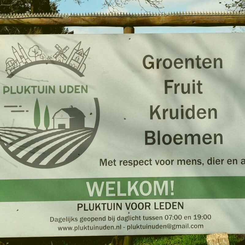 Welkom bord Pluktuin Uden
