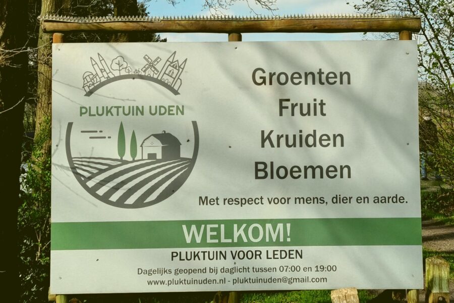 Welkom bord Pluktuin Uden