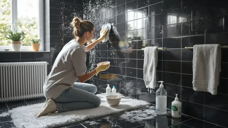 Deze zelfgemaakte mix met 4 ingrediënten kan je zwarte badkamerkit in 15 minuten redden zonder gebruik van agressieve schoonmaakmiddelen